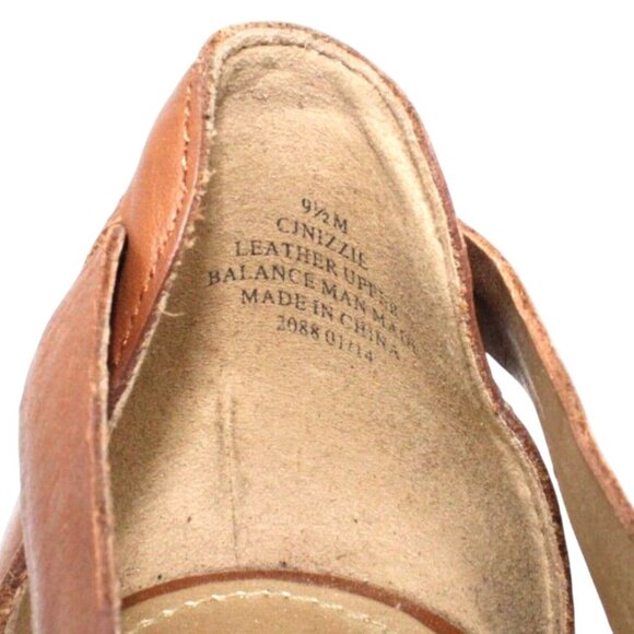 VTG Circa Joan & David Cinizzie Size 9.5 Brown Strap Sandals Pumps Leather Heel - Picture 11 of 13
